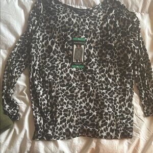 Mario Serrani Black and White Animal Print Blouse